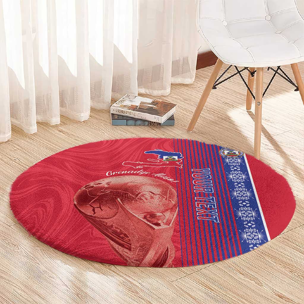 Custom Afro-Haiti Football Round Carpet 2026 Grenadye Alaso Red Version - Wonder Print Shop