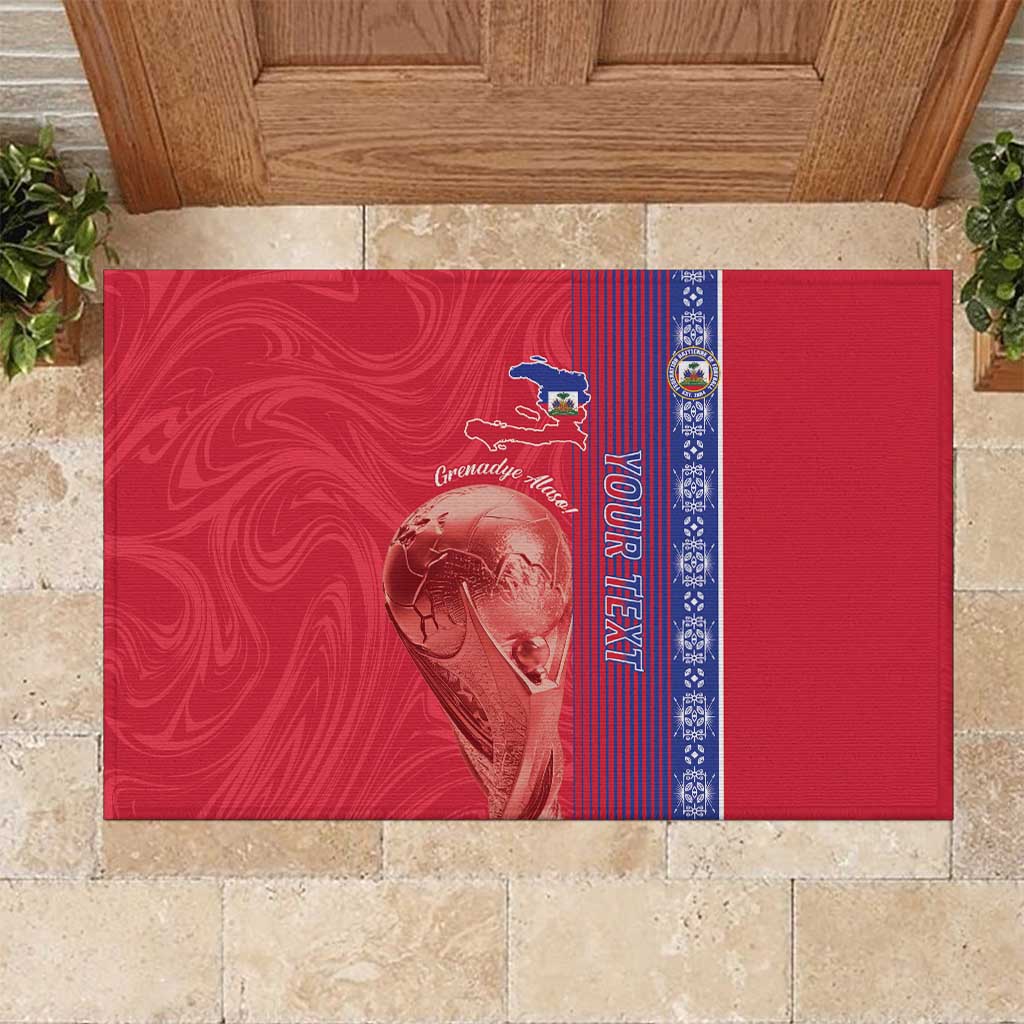 Custom Afro-Haiti Football Rubber Doormat 2026 Grenadye Alaso Red Version - Wonder Print Shop