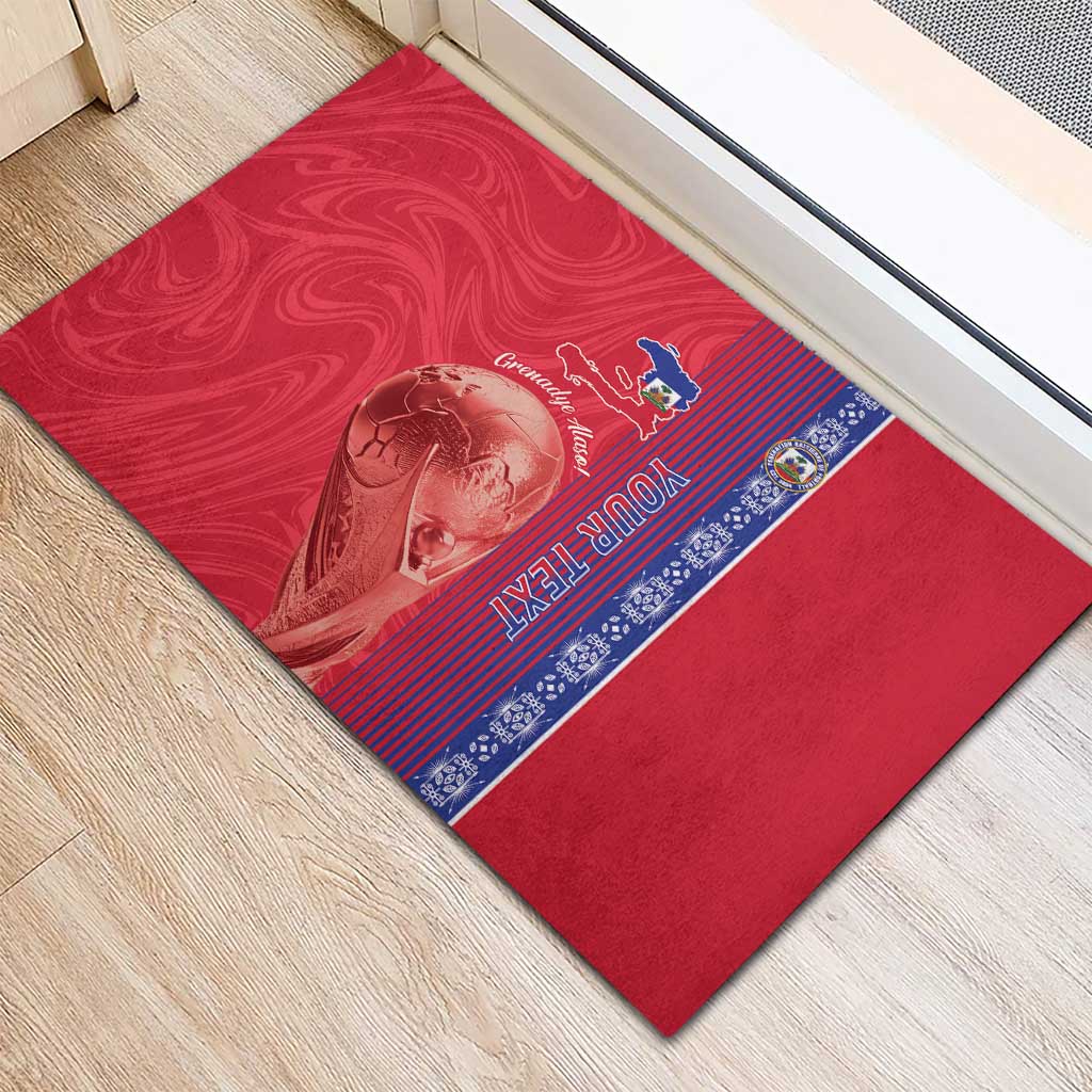 Custom Afro-Haiti Football Rubber Doormat 2026 Grenadye Alaso Red Version - Wonder Print Shop