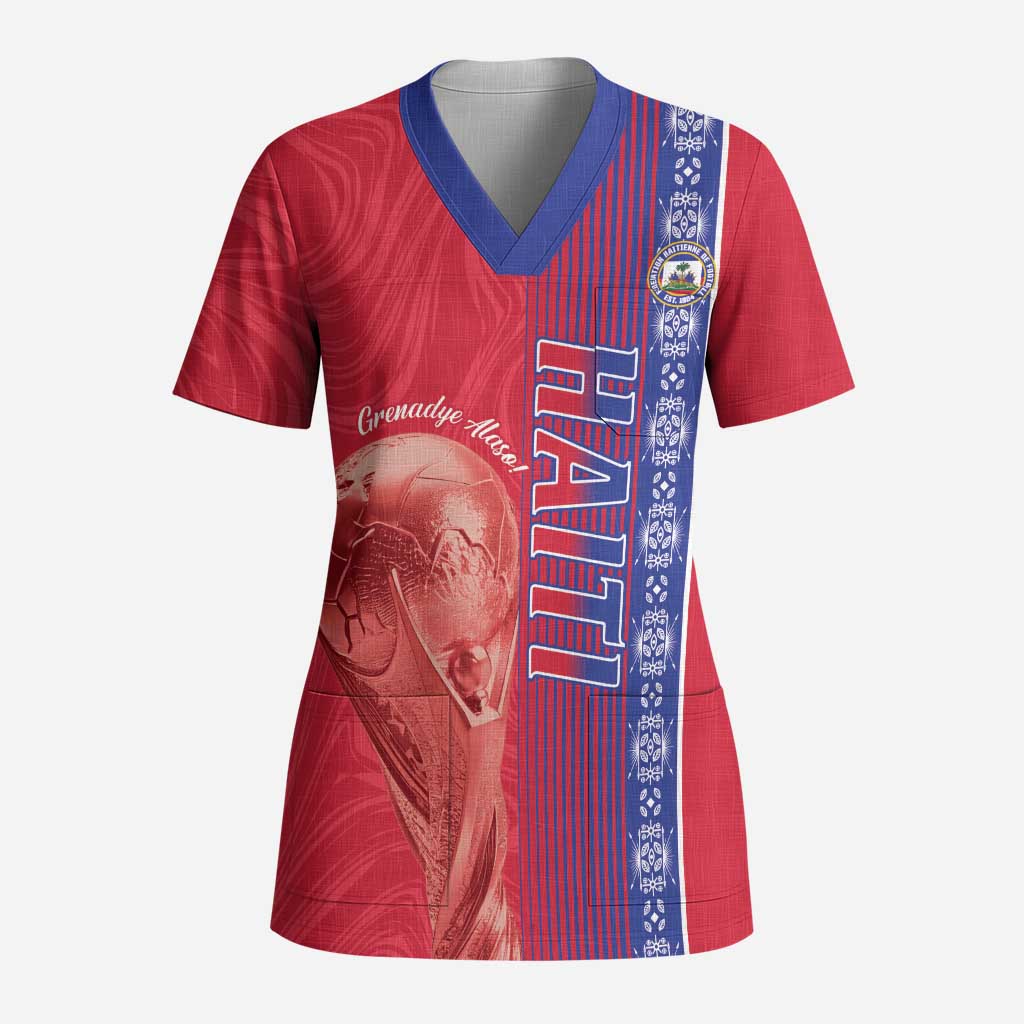 Custom Afro-Haiti Football Scrub Top 2026 Grenadye Alaso Red Version - Wonder Print Shop