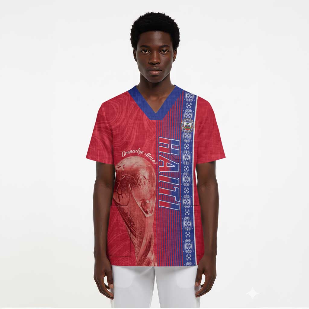 Custom Afro-Haiti Football Scrub Top 2026 Grenadye Alaso Red Version - Wonder Print Shop