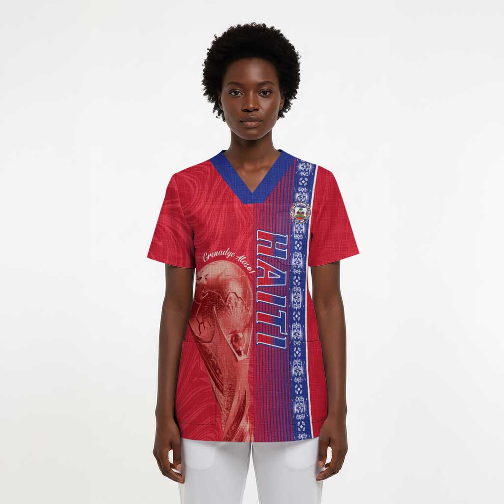 Custom Afro-Haiti Football Scrub Top 2026 Grenadye Alaso Red Version - Wonder Print Shop