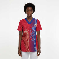 Custom Afro-Haiti Football Scrub Top 2026 Grenadye Alaso Red Version - Wonder Print Shop