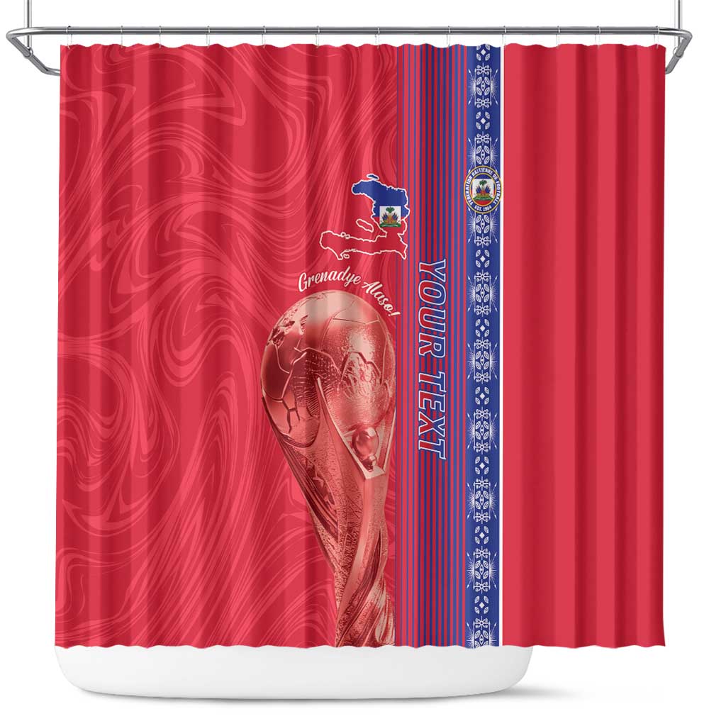 Custom Afro-Haiti Football Shower Curtain 2026 Grenadye Alaso Red Version - Wonder Print Shop
