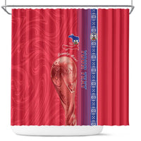 Custom Afro-Haiti Football Shower Curtain 2026 Grenadye Alaso Red Version - Wonder Print Shop