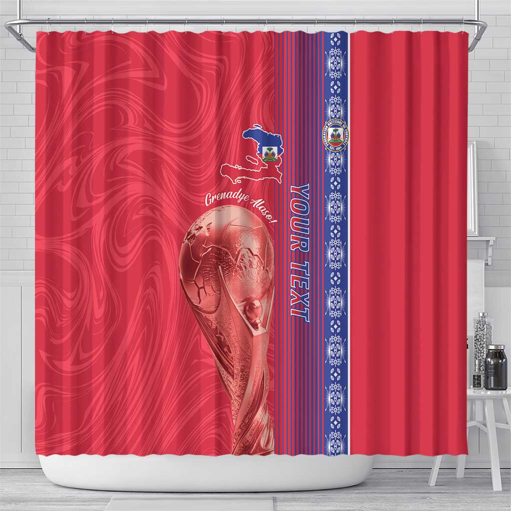 Custom Afro-Haiti Football Shower Curtain 2026 Grenadye Alaso Red Version - Wonder Print Shop