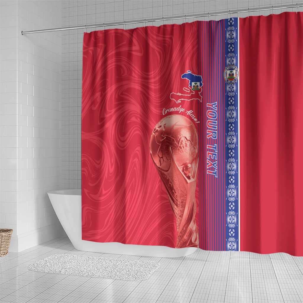 Custom Afro-Haiti Football Shower Curtain 2026 Grenadye Alaso Red Version - Wonder Print Shop