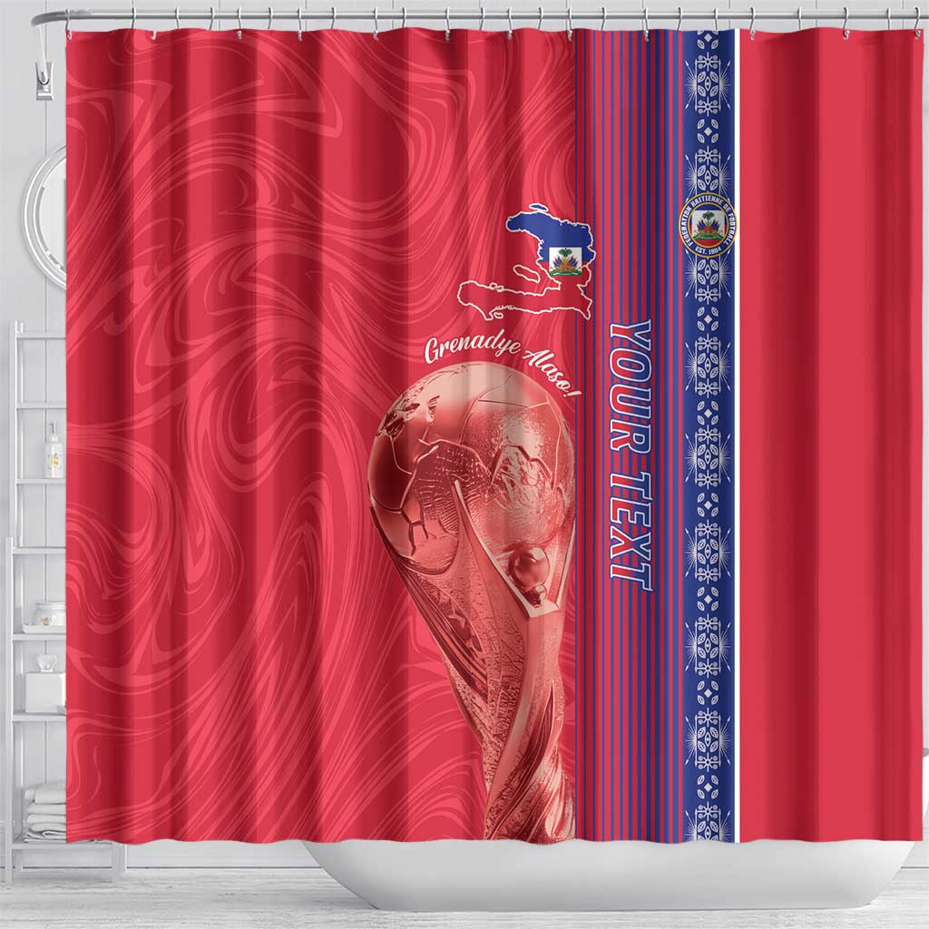 Custom Afro-Haiti Football Shower Curtain 2026 Grenadye Alaso Red Version - Wonder Print Shop