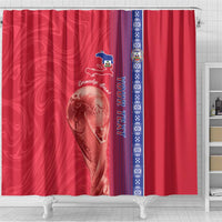 Custom Afro-Haiti Football Shower Curtain 2026 Grenadye Alaso Red Version - Wonder Print Shop