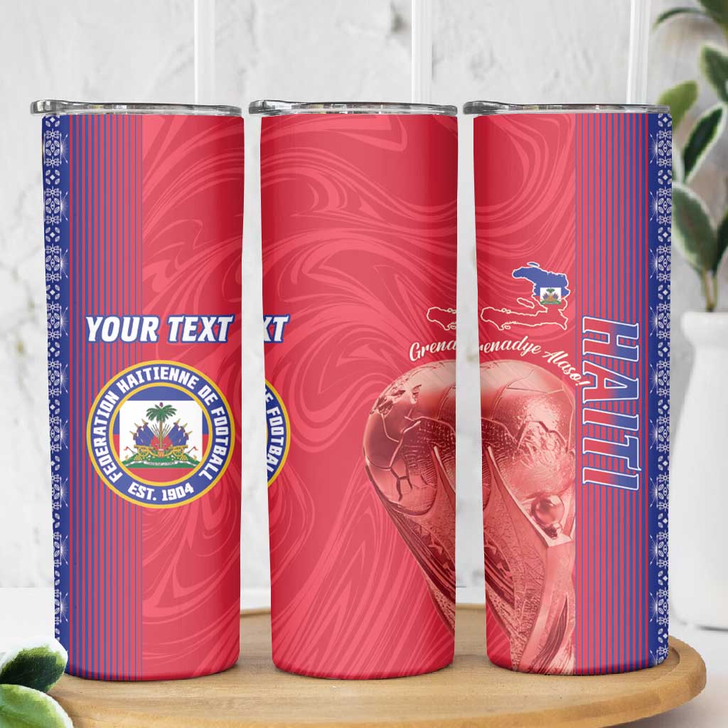 Custom Afro-Haiti Football Skinny Tumbler 2026 Grenadye Alaso Red Version - Wonder Print Shop