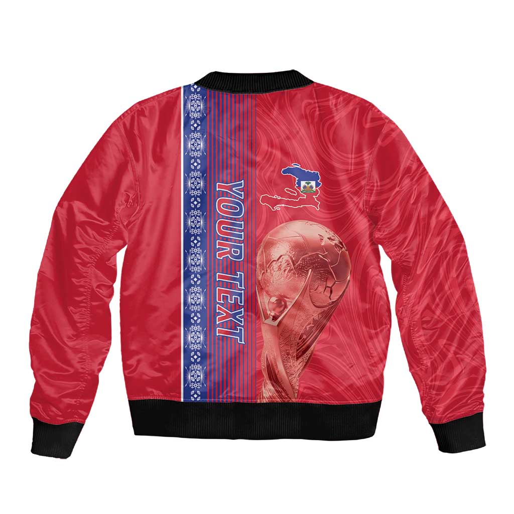 Custom Afro-Haiti Football Sleeve Zip Bomber Jacket 2026 Grenadye Alaso Red Version - Wonder Print Shop