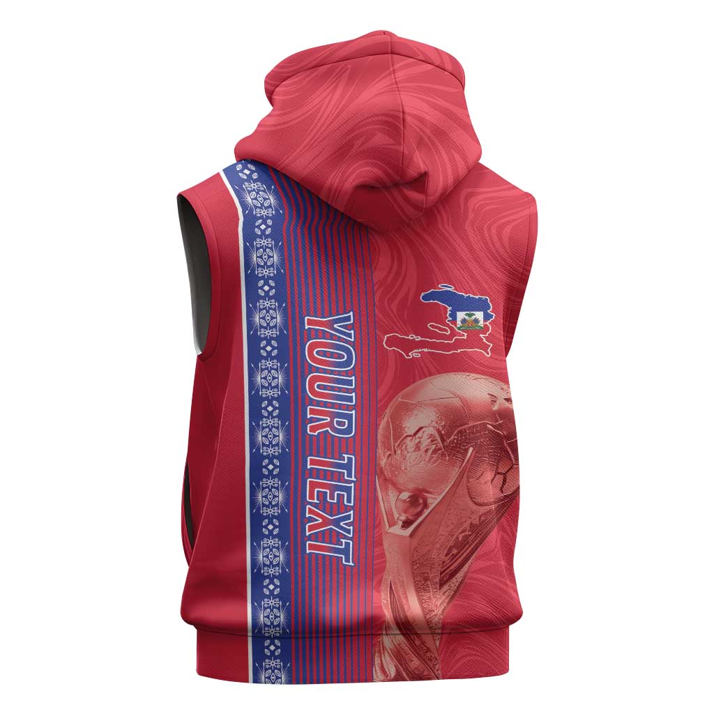 Custom Afro-Haiti Football Sleeveless Hoodie 2026 Grenadye Alaso Red Version - Wonder Print Shop