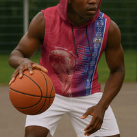 Custom Afro-Haiti Football Sleeveless Hoodie 2026 Grenadye Alaso Red Version - Wonder Print Shop