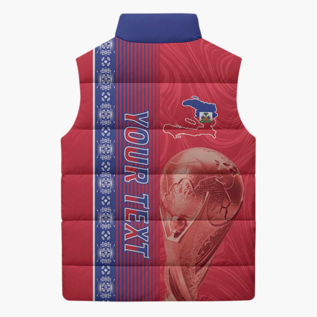 Custom Afro-Haiti Football Sleeveless Puffer Jacket 2026 Grenadye Alaso Red Version - Wonder Print Shop
