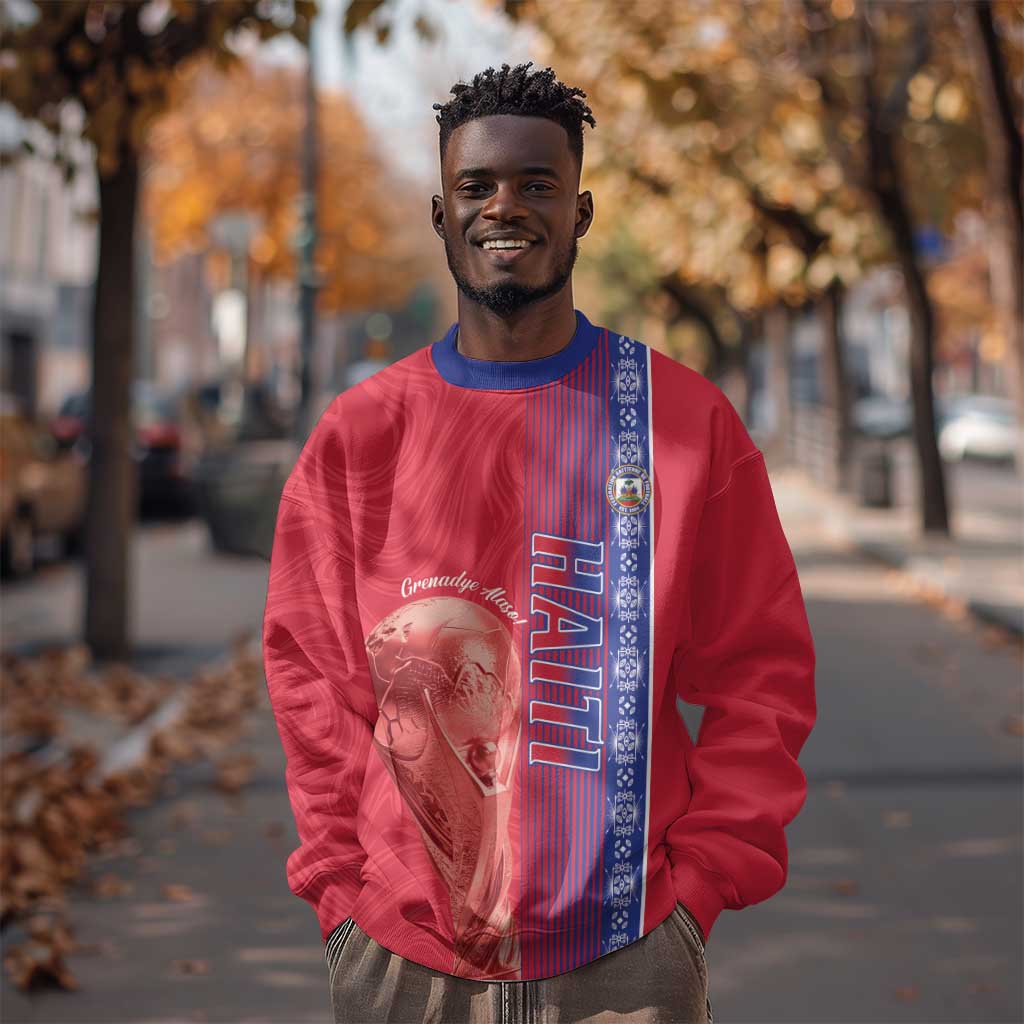 Custom Afro-Haiti Football Sweatshirt 2026 Grenadye Alaso Red Version - Wonder Print Shop