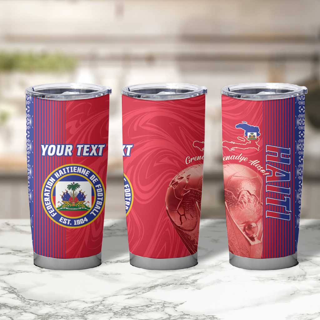 Custom Afro-Haiti Football Tumbler Cup 2026 Grenadye Alaso Red Version - Wonder Print Shop