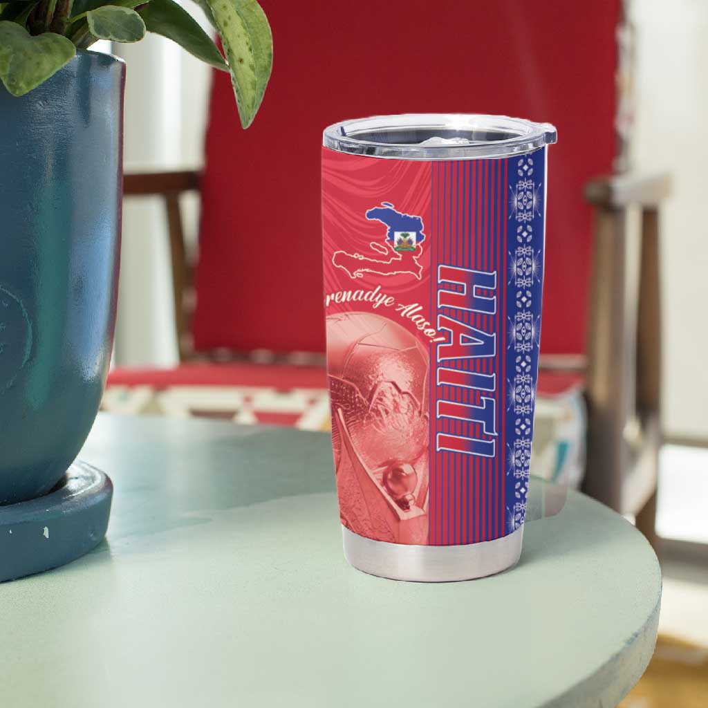 Custom Afro-Haiti Football Tumbler Cup 2026 Grenadye Alaso Red Version - Wonder Print Shop
