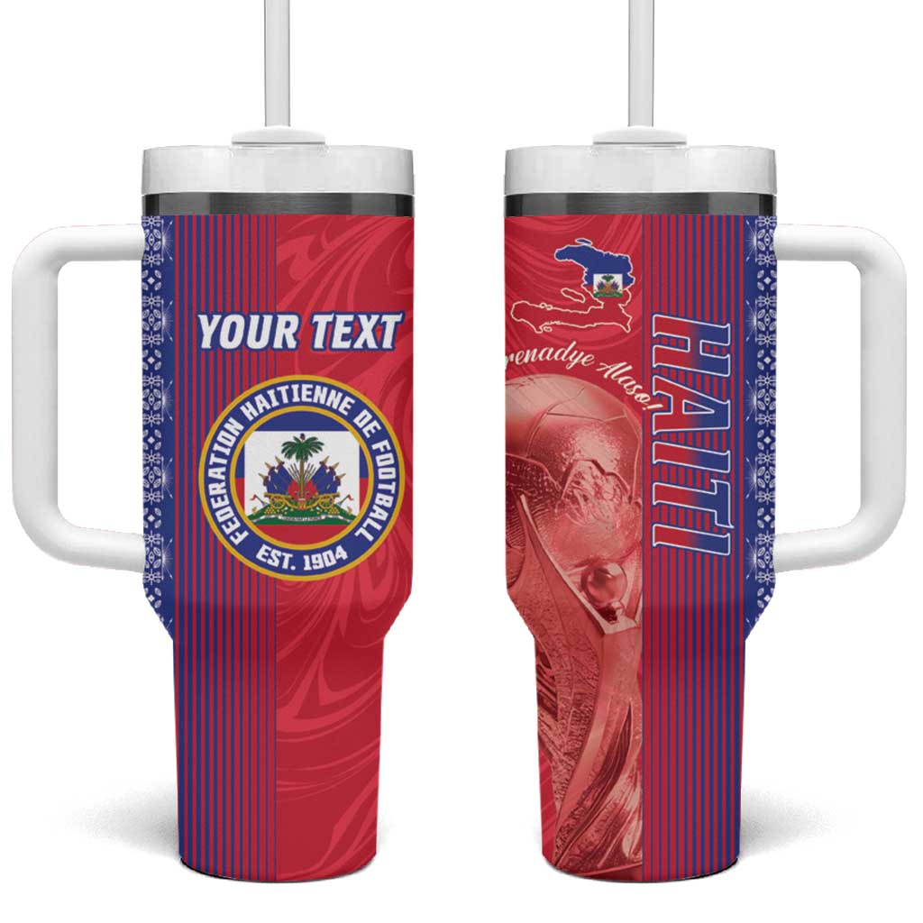 Custom Afro-Haiti Football Tumbler With Handle 2026 Grenadye Alaso Red Version - Wonder Print Shop