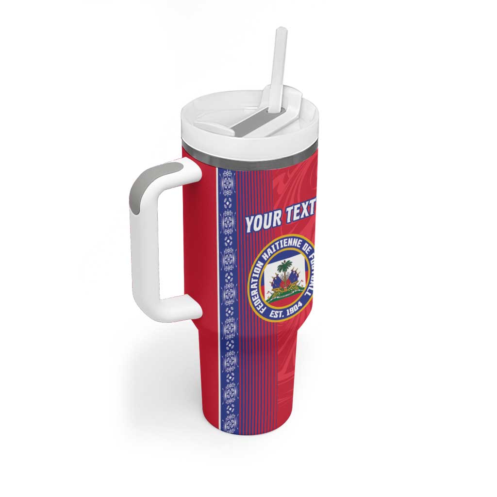 Custom Afro-Haiti Football Tumbler With Handle 2026 Grenadye Alaso Red Version - Wonder Print Shop