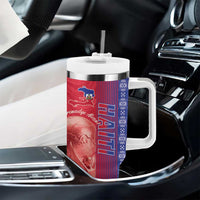 Custom Afro-Haiti Football Tumbler With Handle 2026 Grenadye Alaso Red Version - Wonder Print Shop