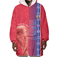 Custom Afro-Haiti Football Wearable Blanket Hoodie 2026 Grenadye Alaso Red Version - Wonder Print Shop