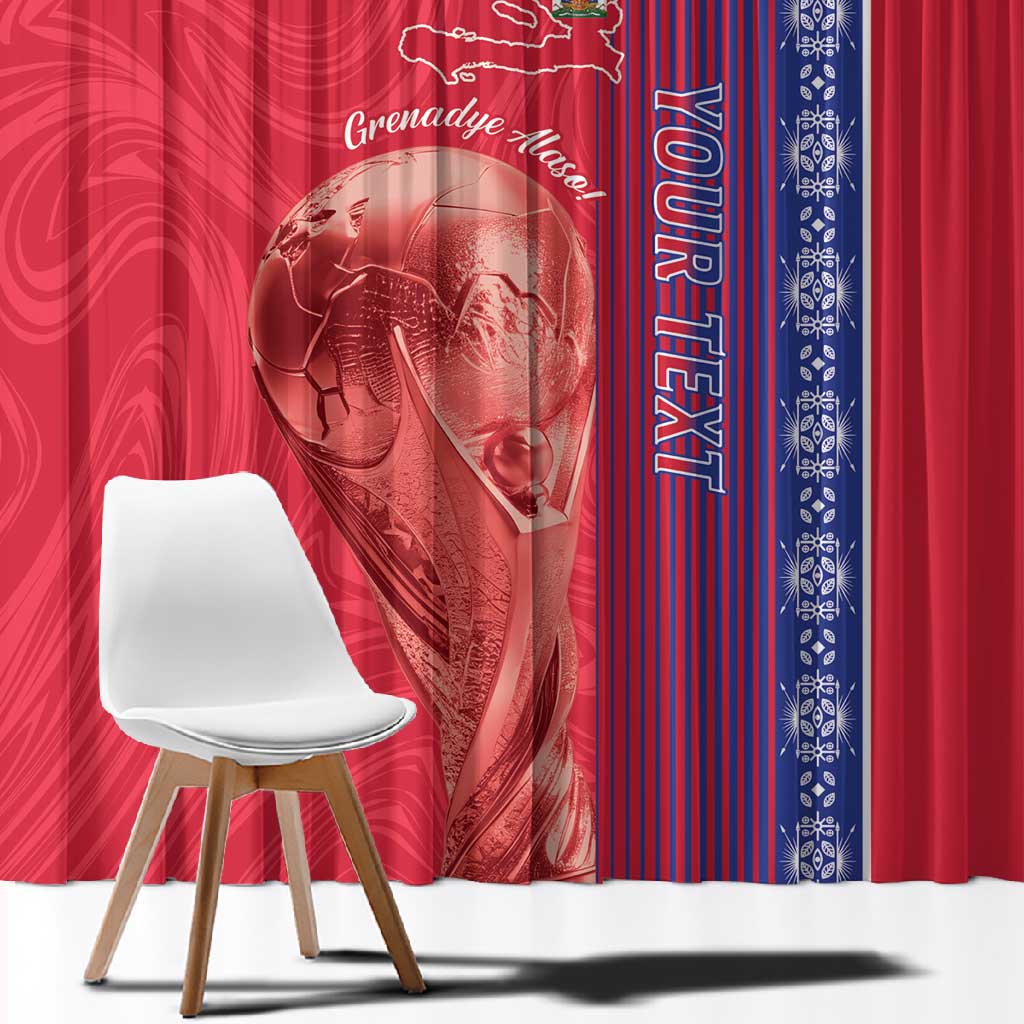 Custom Afro-Haiti Football Window Curtain 2026 Grenadye Alaso Red Version - Wonder Print Shop