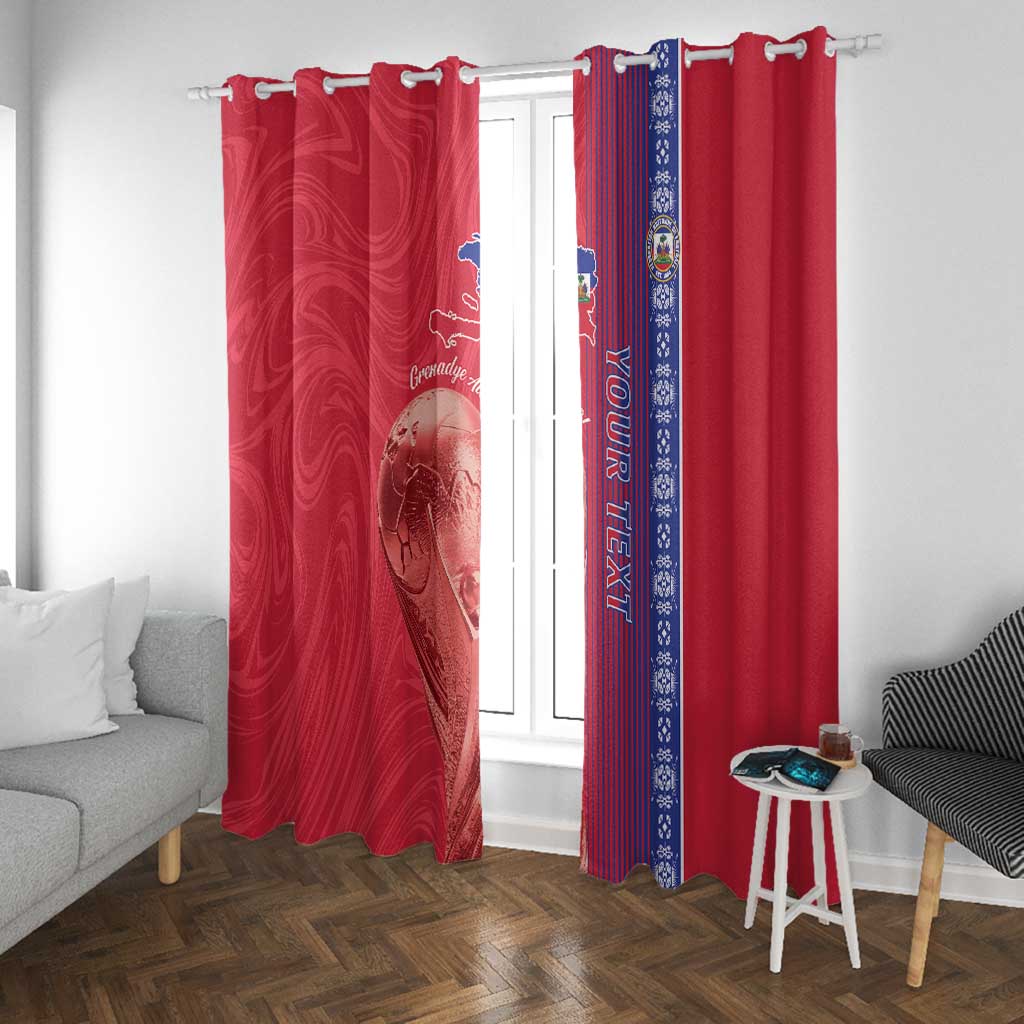 Custom Afro-Haiti Football Window Curtain 2026 Grenadye Alaso Red Version - Wonder Print Shop