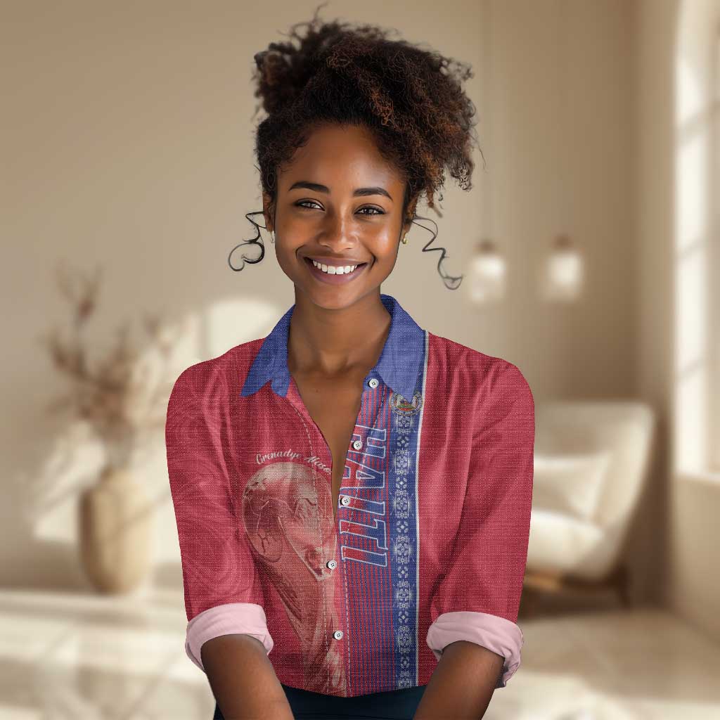Custom Afro-Haiti Football Women Casual Shirt 2026 Grenadye Alaso Red Version - Wonder Print Shop