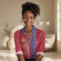 Custom Afro-Haiti Football Women Casual Shirt 2026 Grenadye Alaso Red Version - Wonder Print Shop