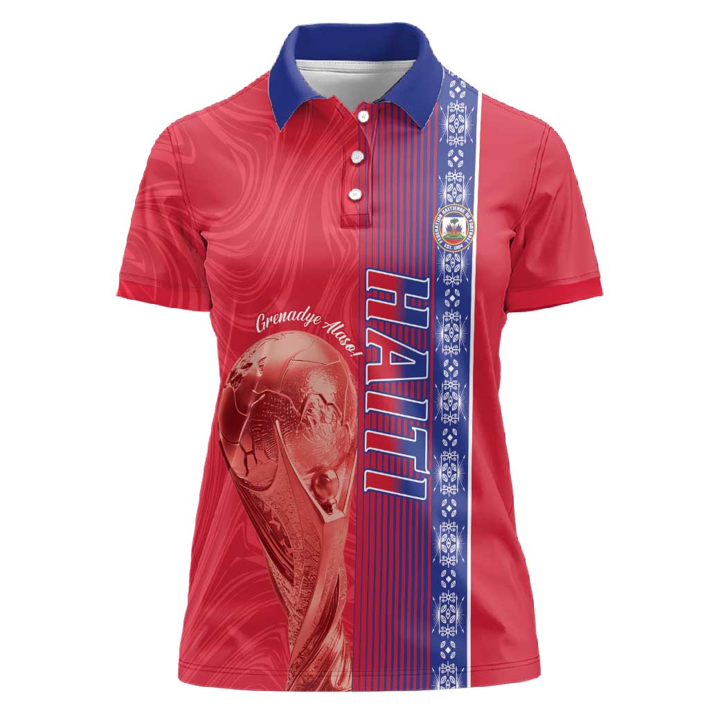 Custom Afro-Haiti Football Women Polo Shirt 2026 Grenadye Alaso Red Version LT14