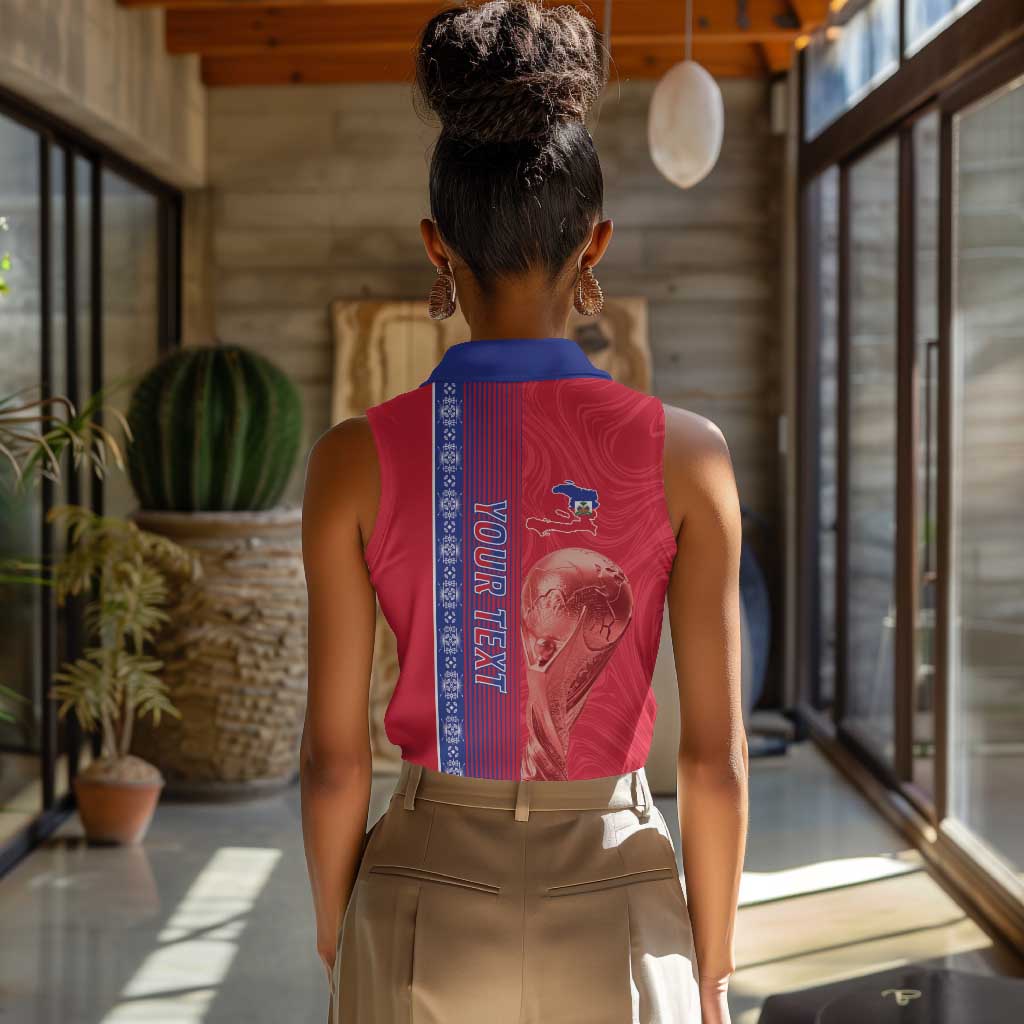 Custom Afro-Haiti Football Women Sleeveless Polo Shirt 2026 Grenadye Alaso Red Version - Wonder Print Shop