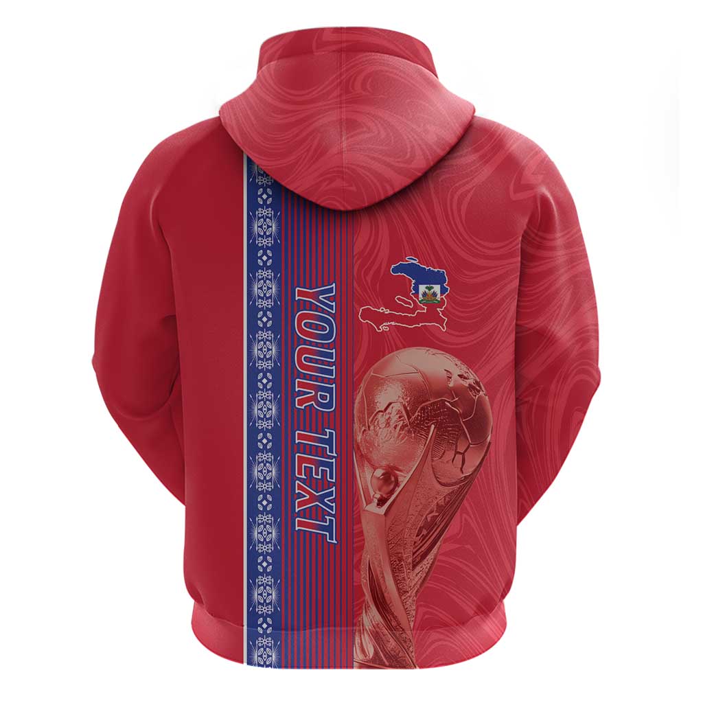 Custom Afro-Haiti Football Zip Hoodie 2026 Grenadye Alaso Red Version - Wonder Print Shop