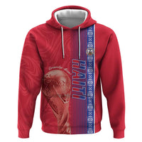 Custom Afro-Haiti Football Zip Hoodie 2026 Grenadye Alaso Red Version - Wonder Print Shop