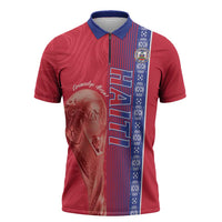 Custom Afro-Haiti Football Zipper Polo Shirt 2026 Grenadye Alaso Red Version - Wonder Print Shop