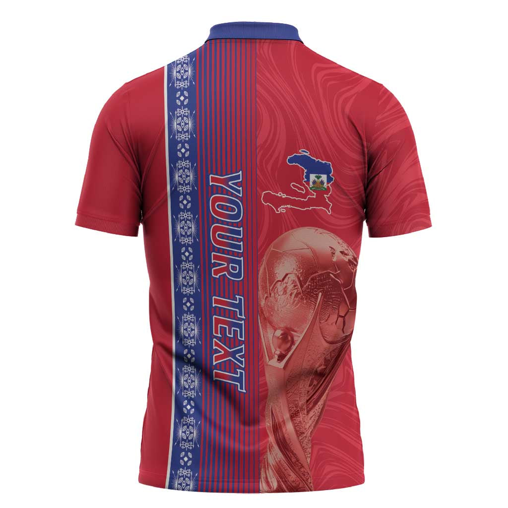 Custom Afro-Haiti Football Zipper Polo Shirt 2026 Grenadye Alaso Red Version - Wonder Print Shop