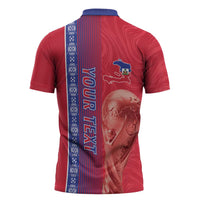 Custom Afro-Haiti Football Zipper Polo Shirt 2026 Grenadye Alaso Red Version - Wonder Print Shop