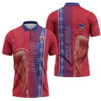 Custom Afro-Haiti Football Zipper Polo Shirt 2026 Grenadye Alaso Red Version - Wonder Print Shop