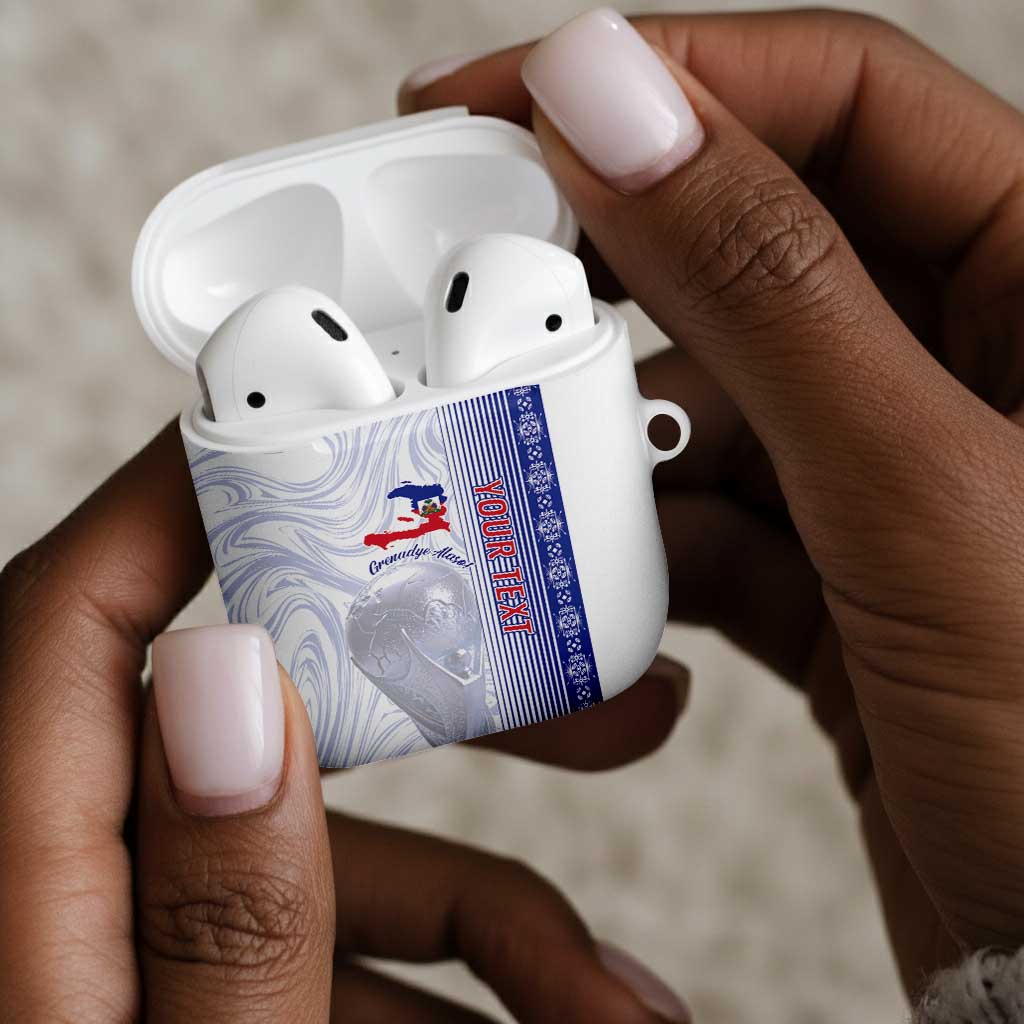 Custom Afro-Haiti Football AirPods Case 2026 Grenadye Alaso White Version - Wonder Print Shop