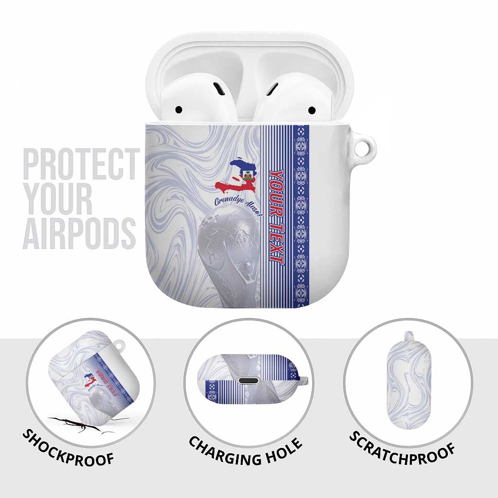 Custom Afro-Haiti Football AirPods Case 2026 Grenadye Alaso White Version - Wonder Print Shop