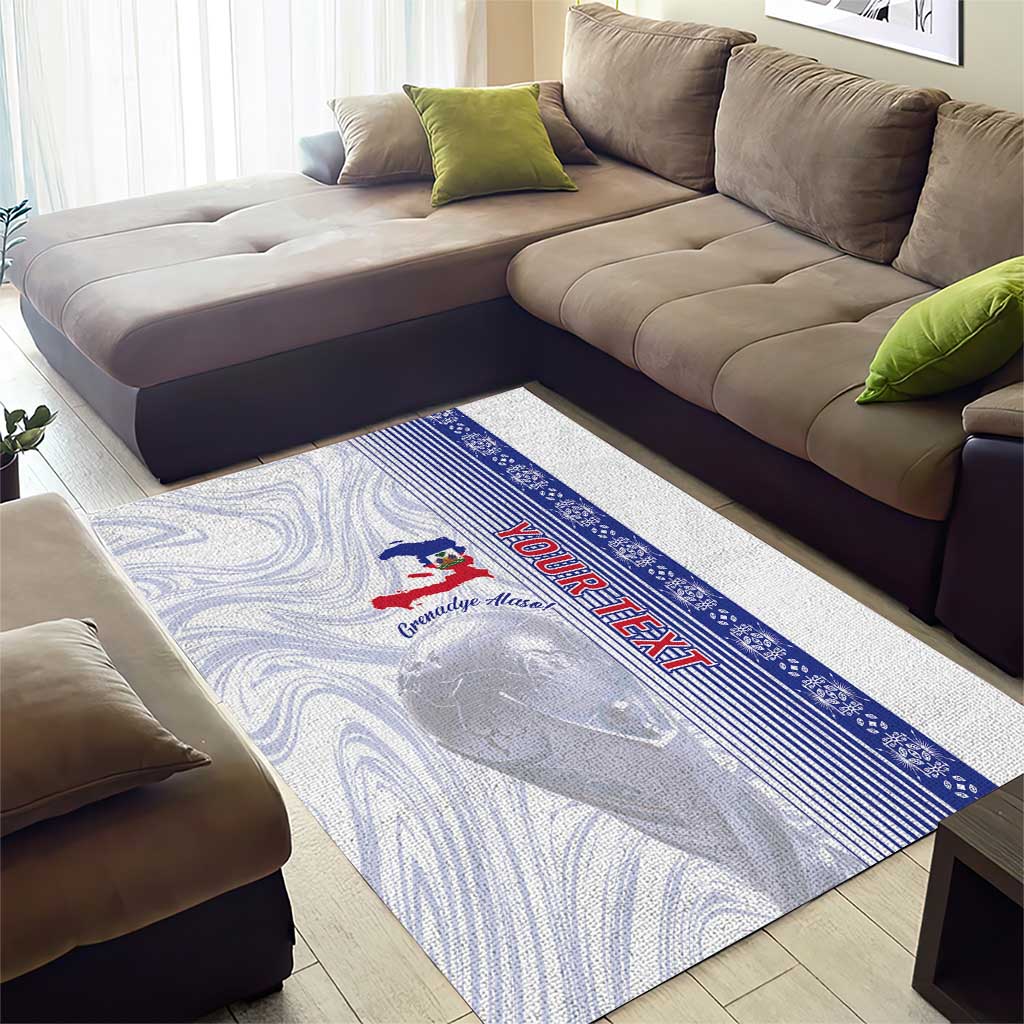 Custom Afro-Haiti Football Area Rug 2026 Grenadye Alaso White Version - Wonder Print Shop