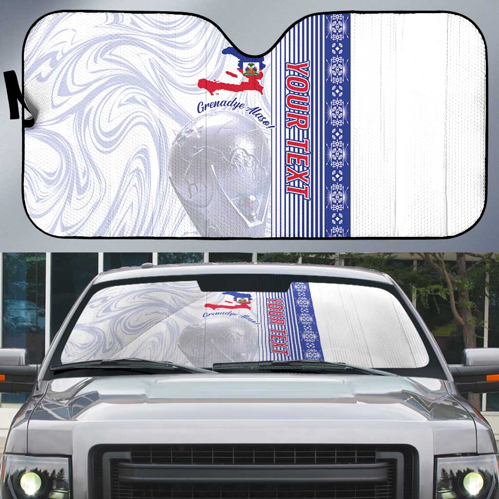 Custom Afro-Haiti Football Auto Sun Shade 2026 Grenadye Alaso White Version - Wonder Print Shop