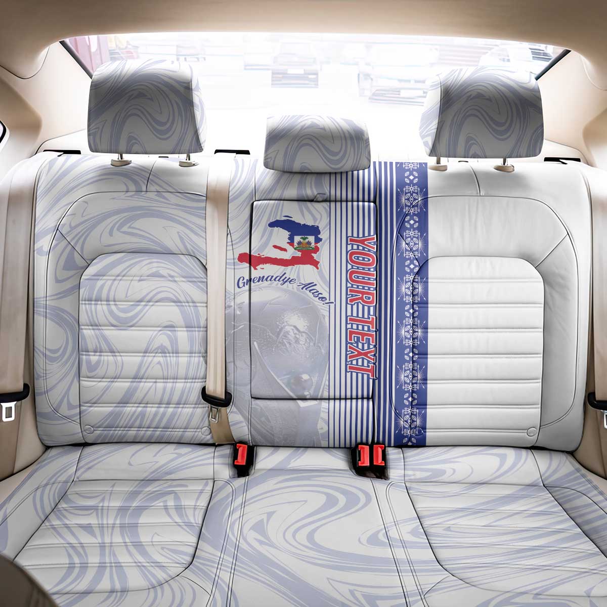 Custom Afro-Haiti Football Back Car Seat Cover 2026 Grenadye Alaso White Version - Wonder Print Shop