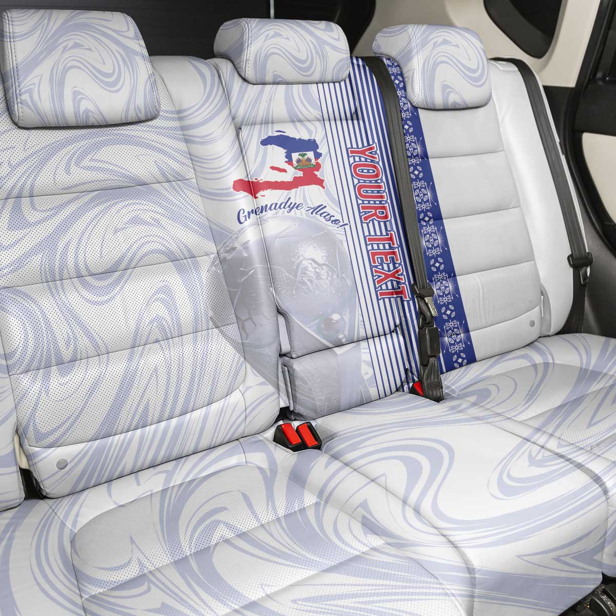 Custom Afro-Haiti Football Back Car Seat Cover 2026 Grenadye Alaso White Version - Wonder Print Shop