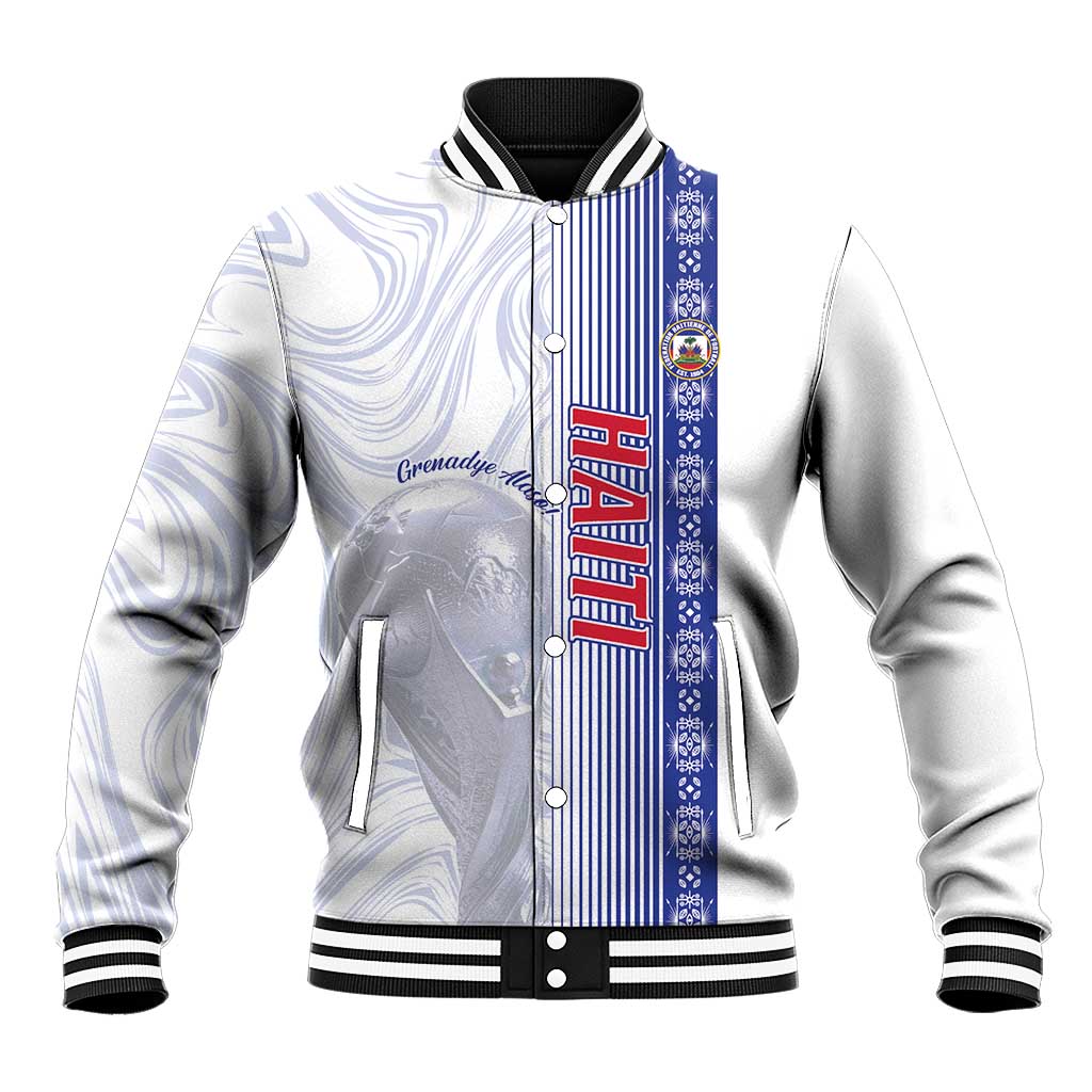 Custom Afro-Haiti Football Baseball Jacket 2026 Grenadye Alaso White Version - Wonder Print Shop