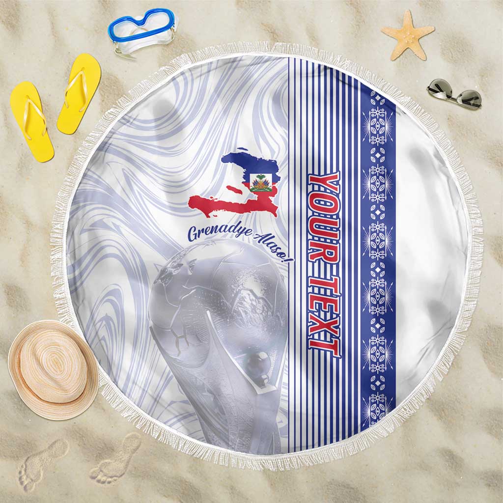 Custom Afro-Haiti Football Beach Blanket 2026 Grenadye Alaso White Version - Wonder Print Shop