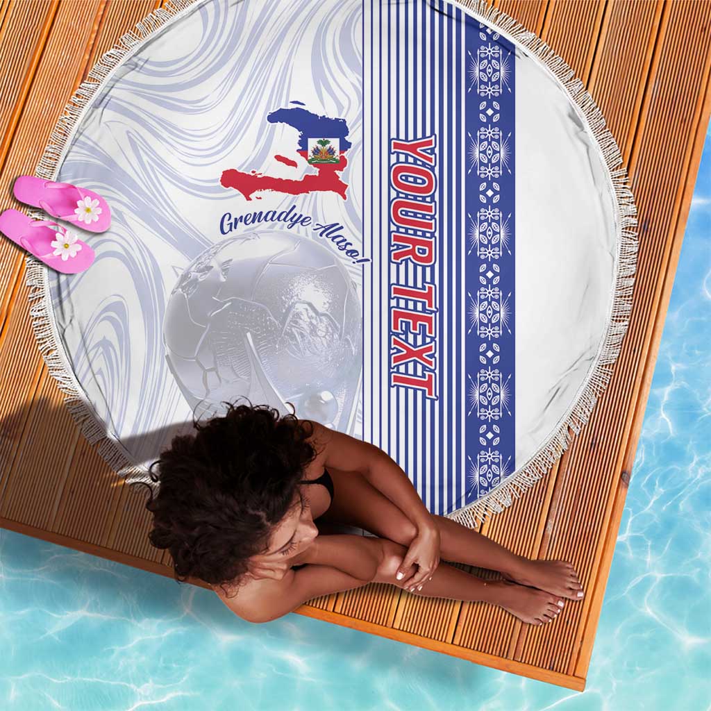 Custom Afro-Haiti Football Beach Blanket 2026 Grenadye Alaso White Version - Wonder Print Shop