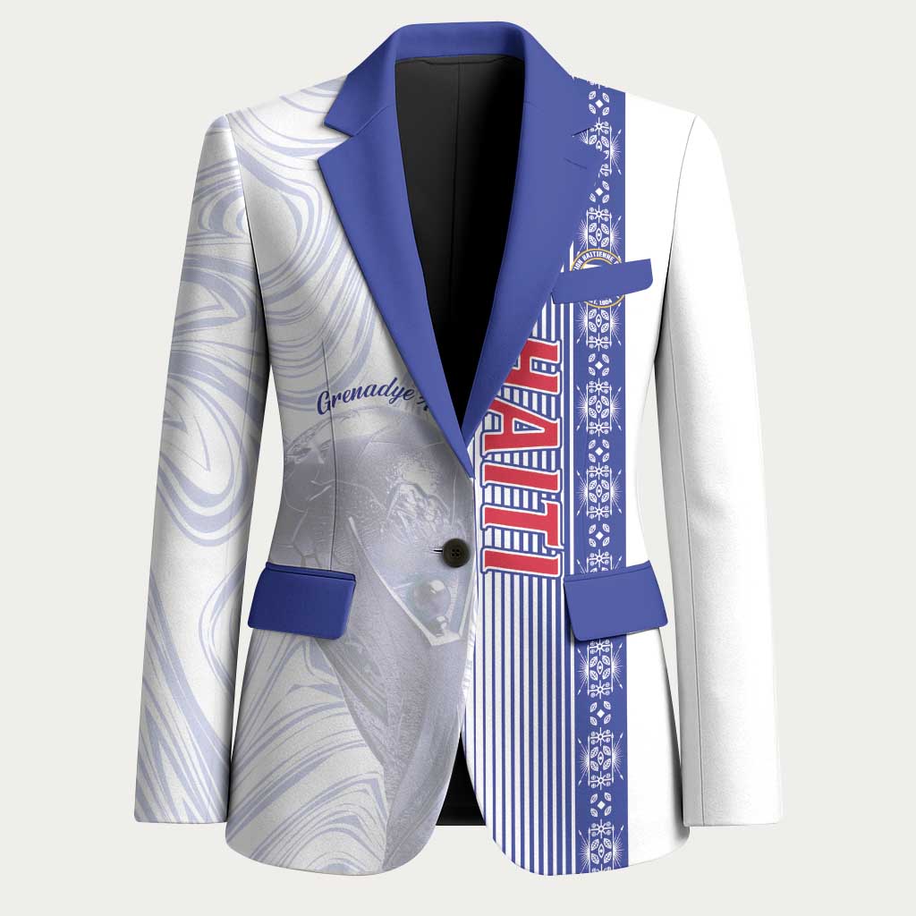 Custom Afro-Haiti Football Blazer 2026 Grenadye Alaso White Version - Wonder Print Shop