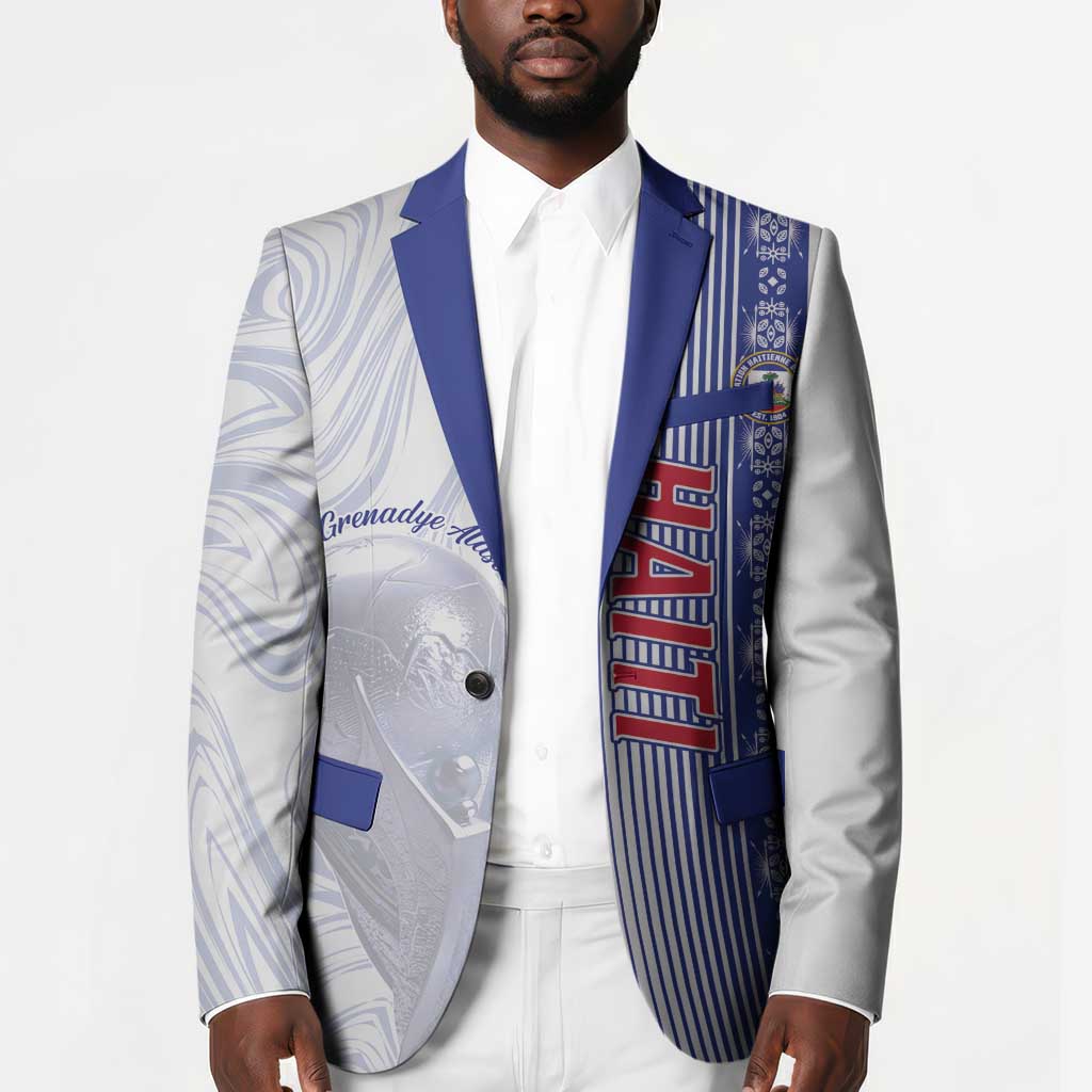 Custom Afro-Haiti Football Blazer 2026 Grenadye Alaso White Version - Wonder Print Shop