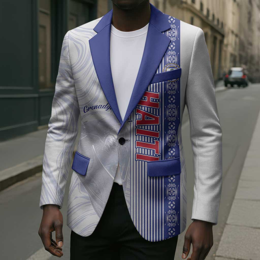 Custom Afro-Haiti Football Blazer 2026 Grenadye Alaso White Version - Wonder Print Shop