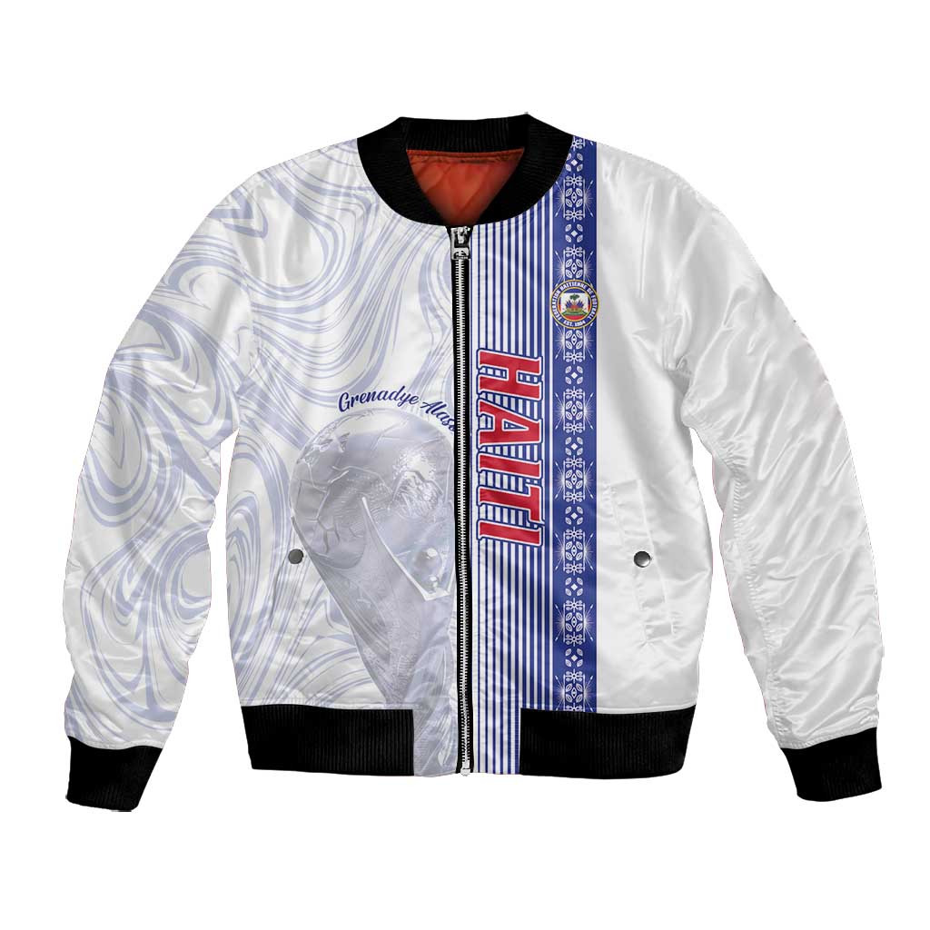 Custom Afro-Haiti Football Bomber Jacket 2026 Grenadye Alaso White Version - Wonder Print Shop